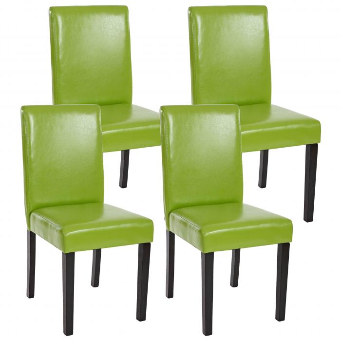 4x Esszimmerstuhl Stuhl Küchenstuhl Littau ~ Kunstleder, grün, dunkle Beine  von Heute-Wohnen