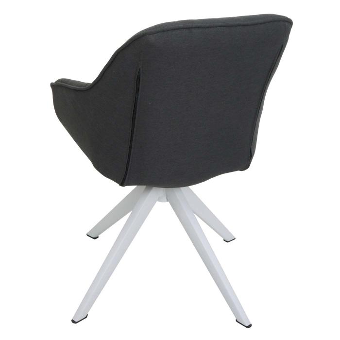 6er-Set Esszimmerstuhl HWC-K27, Küchenstuhl Stuhl mit Armlehne, drehbar  Stoff/Textil ~ dunkelgrau von Heute-Wohnen