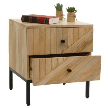 Nachttisch HWC-L95, Kommode Beistelltisch Nachtschrank Schrank, Schublade Mango-Holz 51x45x40cm MVG-zertifiziert, natur