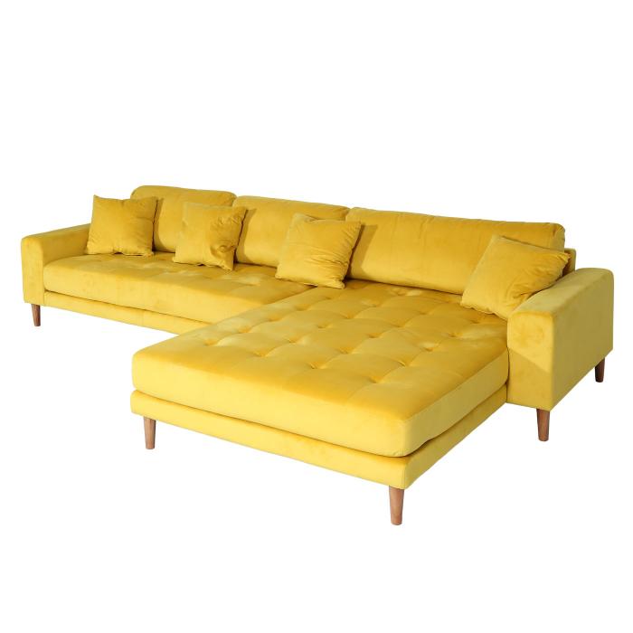 Ecksofa HWC-J54, Couch Sofa 3-Sitzer L-Form Liegefläche links/rechts 295cm  ~ Samt gelb von Heute-Wohnen