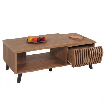 Couchtisch HWC-M45, Wohnzimmertisch Beistelltisch Sofatisch, 3D-Design Schubladen 44x120x65cm, braun