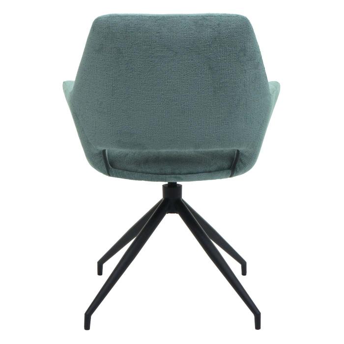 6x Esszimmerstuhl, Küchenstuhl Stuhl mit Armlehne, drehbar Auto-Position -  Samt, anthrazit-blau