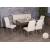 Esszimmer-Set HWC-G55, 4er-Set Stuhl + Sitzbank 160cm, Edelstahl gebrstet Stoff/Textil Chenille ~ creme