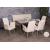 Esszimmer-Set HWC-G55, 4er-Set Stuhl mit Armlehne+Sitzbank 160cm, Edelstahl gebrstet Stoff/Textil Chenille ~ creme