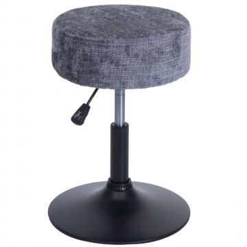 Hocker HWC-C22, Sitzhocker Schminkhocker, hhenverstellbar drehbar  37cm Stoff Chenille (465g/m) FSC ~ dunkelgrau