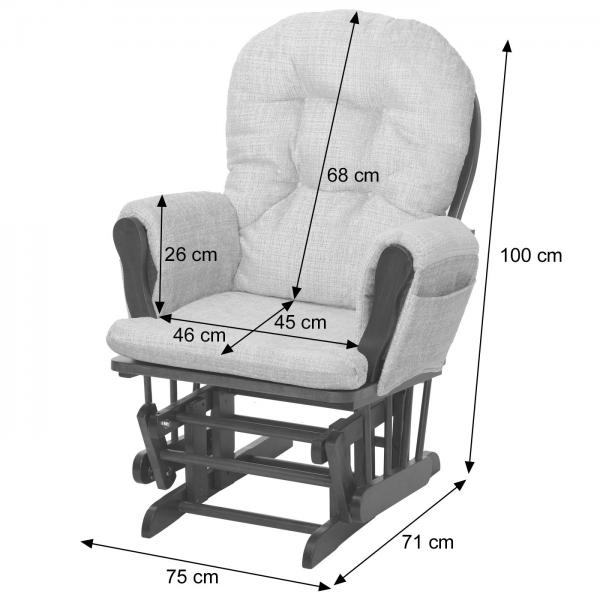 Relaxsessel HWC-C76, Schaukelstuhl Schwingstuhl mit Hocker Stoff Chenille (465g/m) ko-Tex ~ dunkelgrau, Gestell dunkel