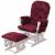 Relaxsessel HWC-C76, Schaukelstuhl Schwingstuhl mit Hocker Stoff Chenille (465g/m) ko-Tex ~ bordeaux, Gestell wei