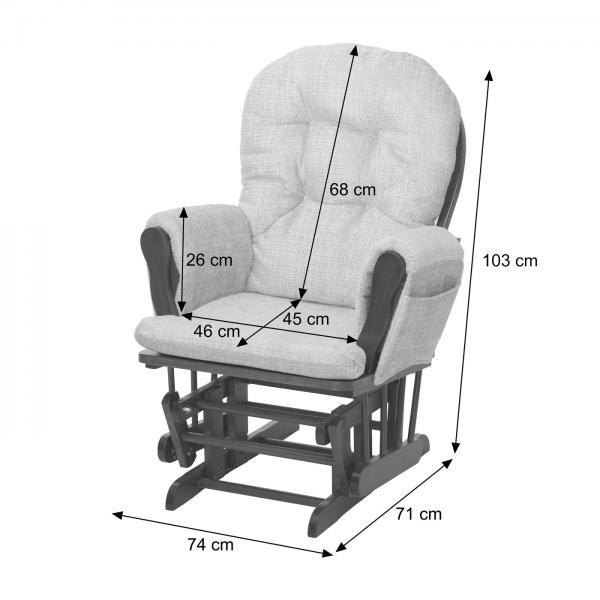 Relaxsessel HWC-C76, Schaukelstuhl Sessel Schwingstuhl mit Hocker Stoff Cord 320g/m ko-Tex ~ creme Gestell dunkel