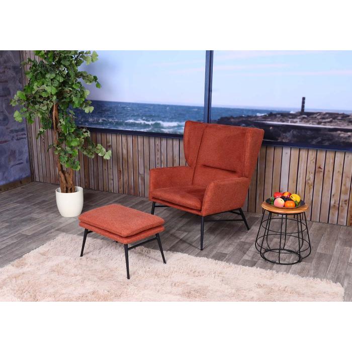 Lounge-Sessel HWC-L62, Ohrensessel Cocktailsessel Sessel Polstersessel,  Stoff/Textil Metall ~ terracotta-braun von Heute-Wohnen