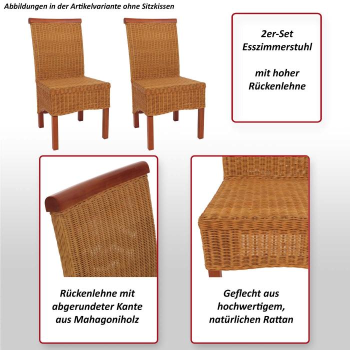 2er-Set Esszimmerstuhl Korbstuhl Stuhl M42, Rattan ~ ohne Sitzkissen