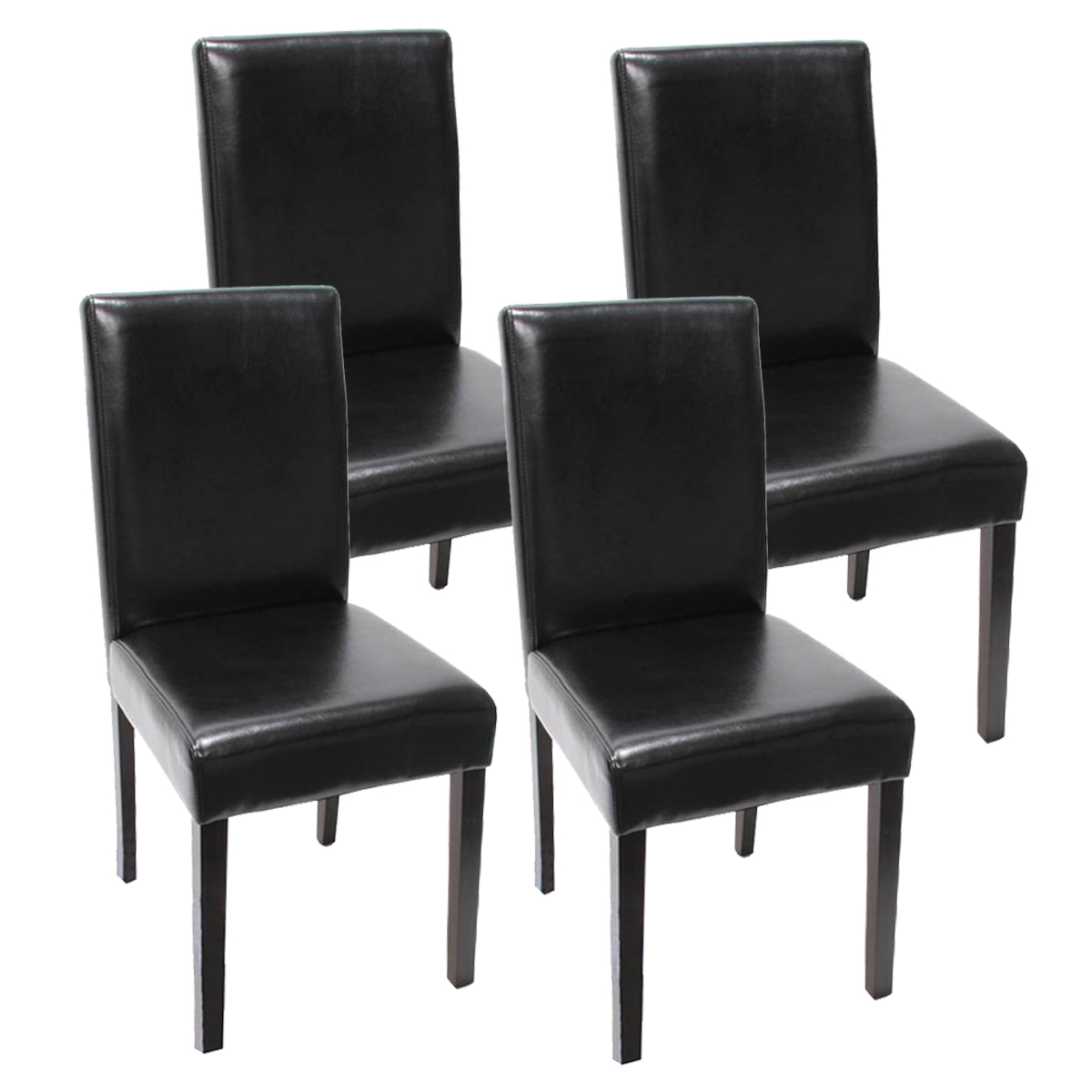 4er-Set Esszimmerstuhl Stuhl Küchenstuhl Littau ~ Kunstleder, schwarz  dunkle Beine von Heute-Wohnen