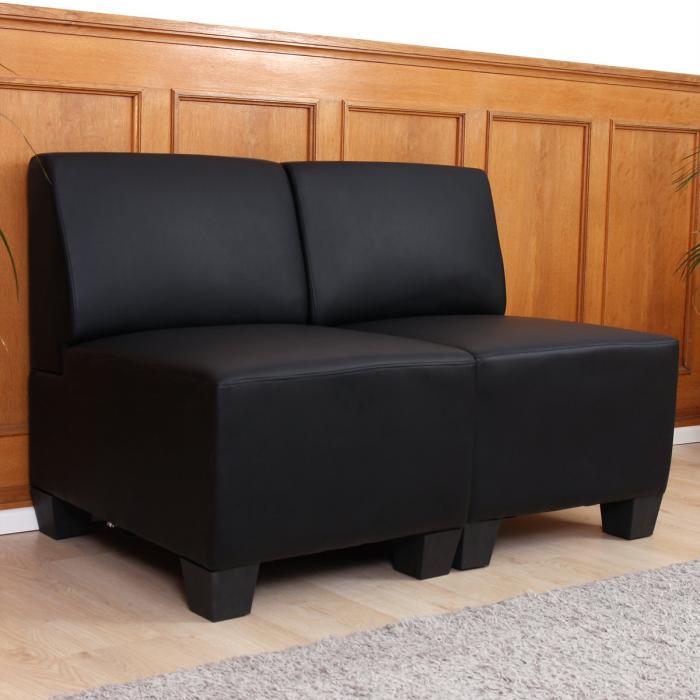 Modular 2-Sitzer Sofa Couch Lyon, Kunstleder ~ schwarz, ohne Armlehnen von  Heute-Wohnen