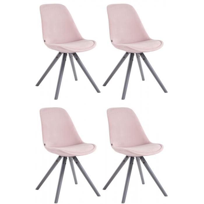 4er Set Stühle HLO-CP8 Samt Rund grau ~ pink von Heute-Wohnen