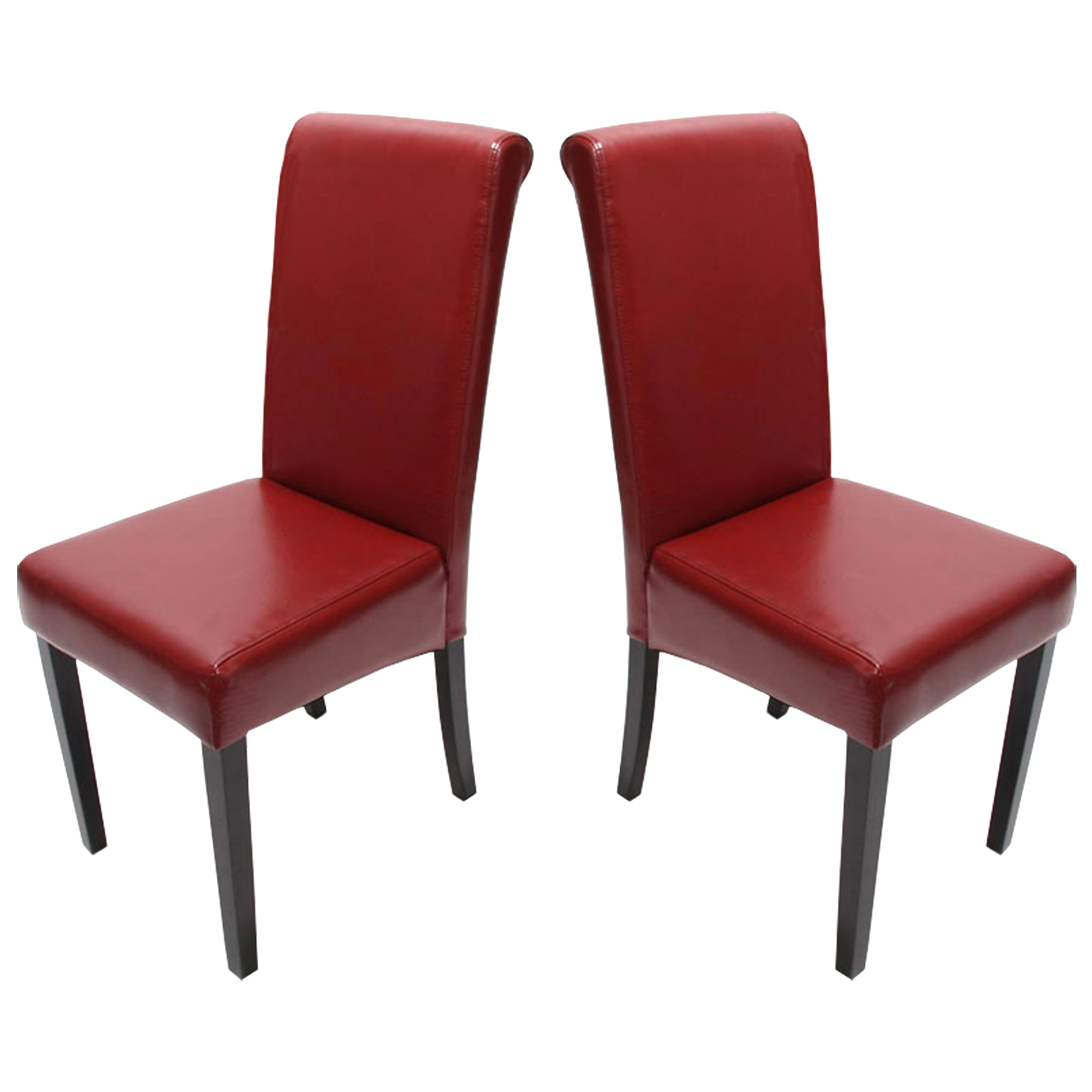 2er-Set Esszimmerstuhl Stuhl Küchenstuhl Novara II, Leder ~ rot, dunkle  Beine von Heute-Wohnen