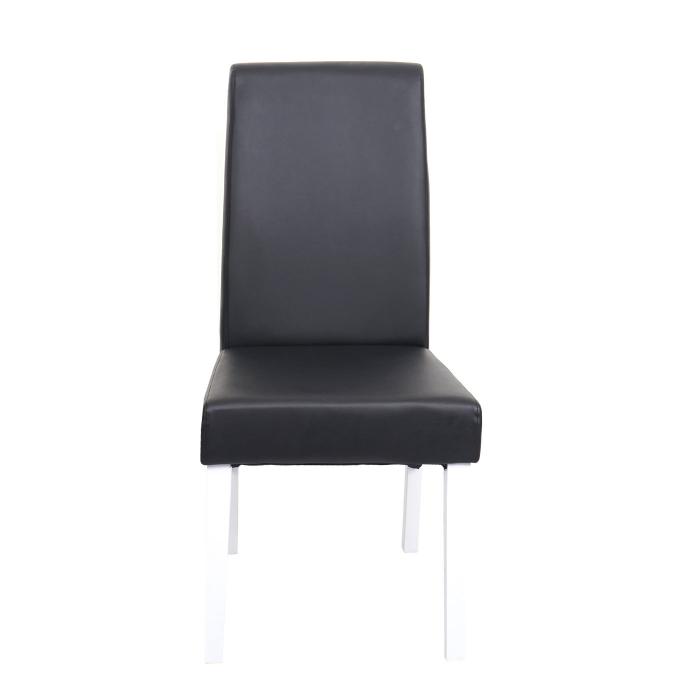 6er-Set Esszimmerstuhl Küchenstuhl Stuhl M37 ~ Leder, schwarz, weiße Füße  von Heute-Wohnen
