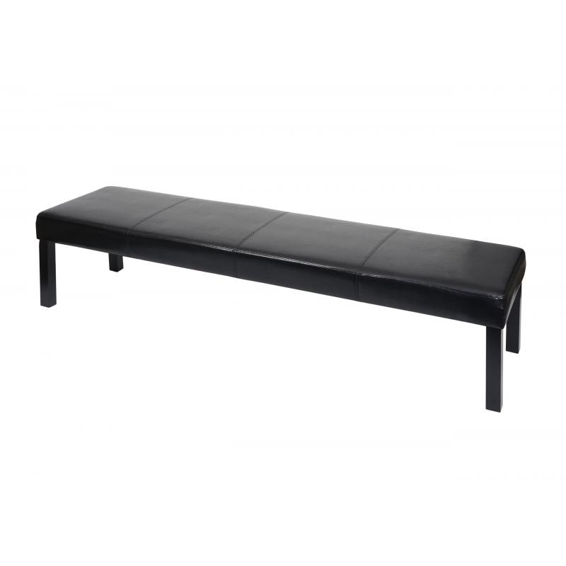 Sitzbank Polsterbank Bank M37 Kunstleder ~ 180x43x49 cm schwarz glnzend, dunkle Beine