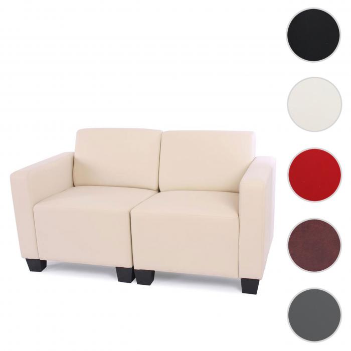 Modular 2-Sitzer Sofa Couch Lyon, Kunstleder ~ creme von Heute-Wohnen
