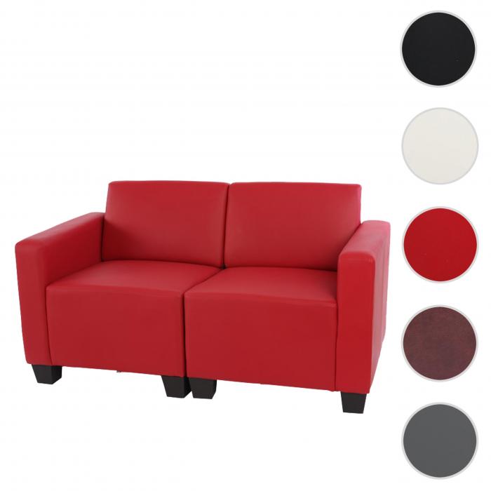 Modular 2-Sitzer Sofa Couch Lyon, Kunstleder ~ rot von Heute-Wohnen