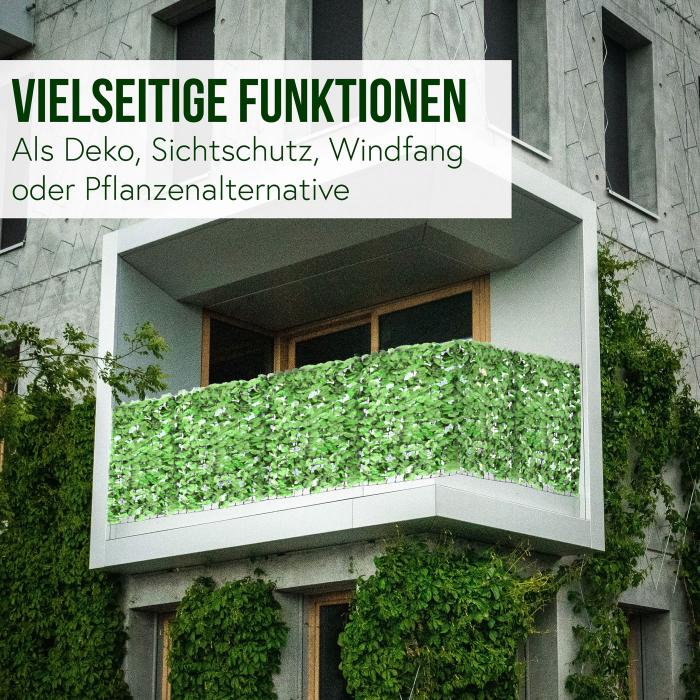 Balkonsichtschutz N77, Sichtschutz Windschutz Verkleidung für Balkon  Terrasse Zaun ~ 500x100cm Blatt hell von Heute-Wohnen