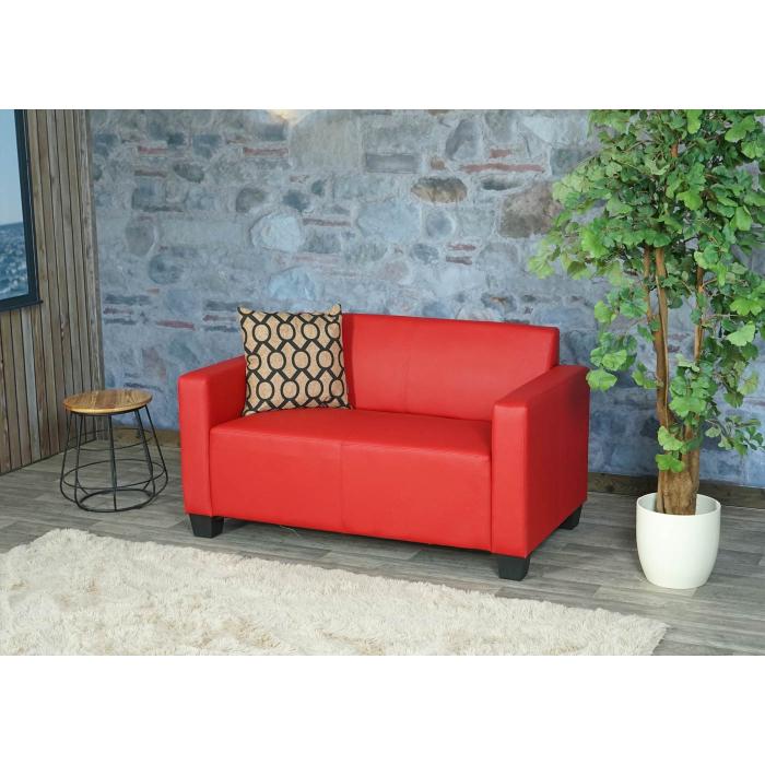 2er Sofa Couch Lyon Loungesofa Kunstleder ~ rot von Heute-Wohnen