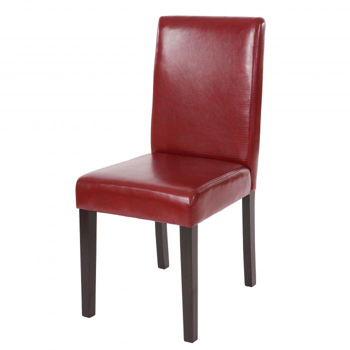 Esszimmerstuhl Littau, Küchenstuhl Stuhl, Leder ~ rot, dunkle Beine von  Heute-Wohnen