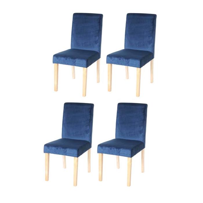 4er-Set Esszimmerstuhl Stuhl Küchenstuhl Littau, Samt ~ petrol-blau, helle  Beine von Heute-Wohnen