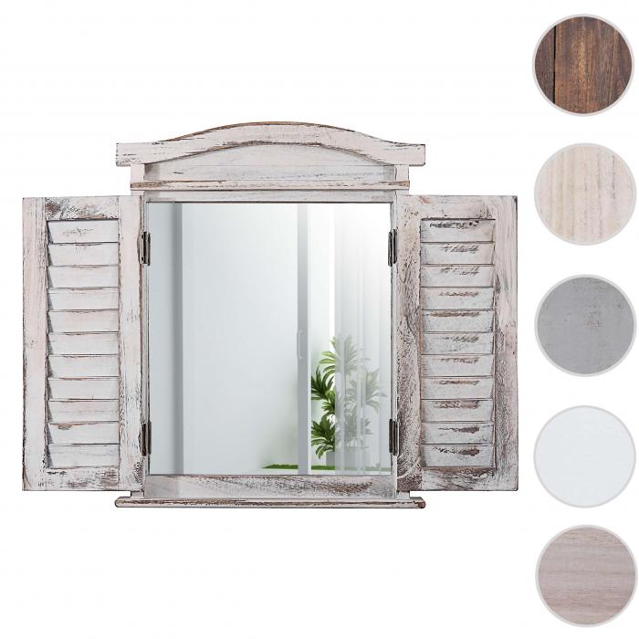Wandspiegel Spiegelfenster mit Fensterläden 53x42x5cm ~ weiß shabby von  Heute-Wohnen