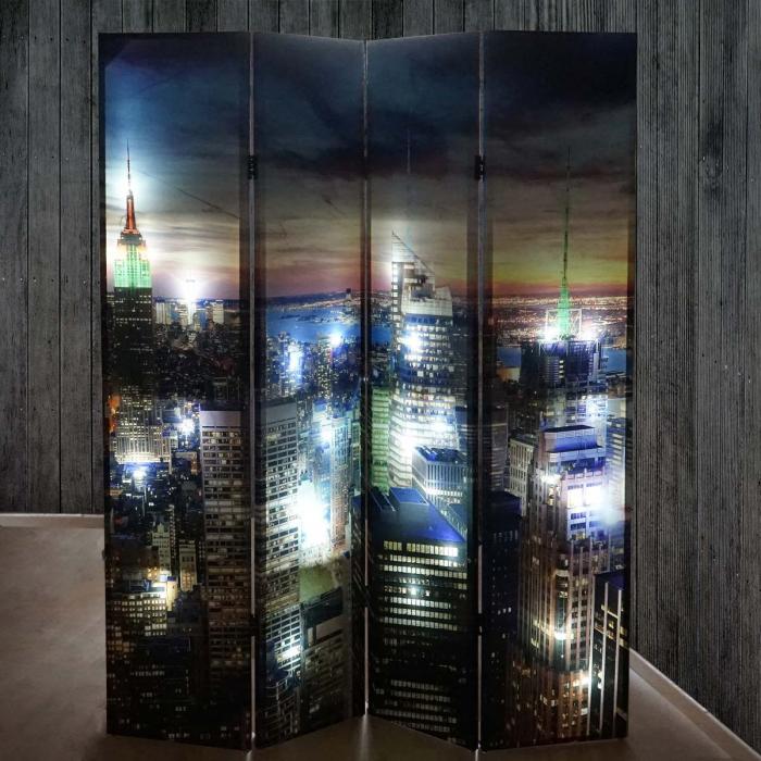 LED-Paravent Trennwand Raumteiler New York, Timer, netzbetrieben 180x160cm,  28 LEDs von Heute-Wohnen