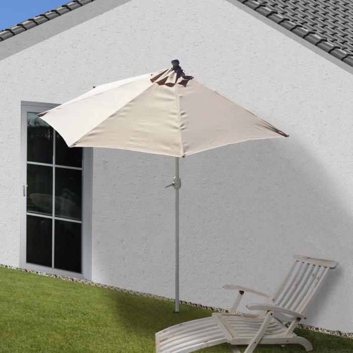 Sonnenschirm halbrund Parla, Halbschirm Balkonschirm, UV 50+ Polyester/Alu  3kg ~ 300cm creme ohne Ständer von Heute-Wohnen