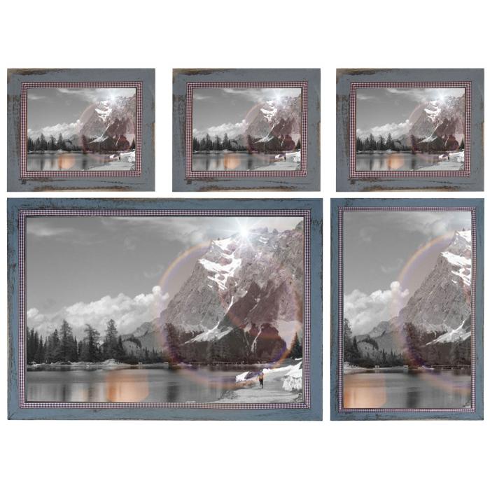 Bilderrahmen Set, Fotorahmen Wand-Rahmen, 3x 19x24cm 1x 26x36cm 1x 36x51cm  Holz Shabby Landhaus ~ grau von Heute-Wohnen