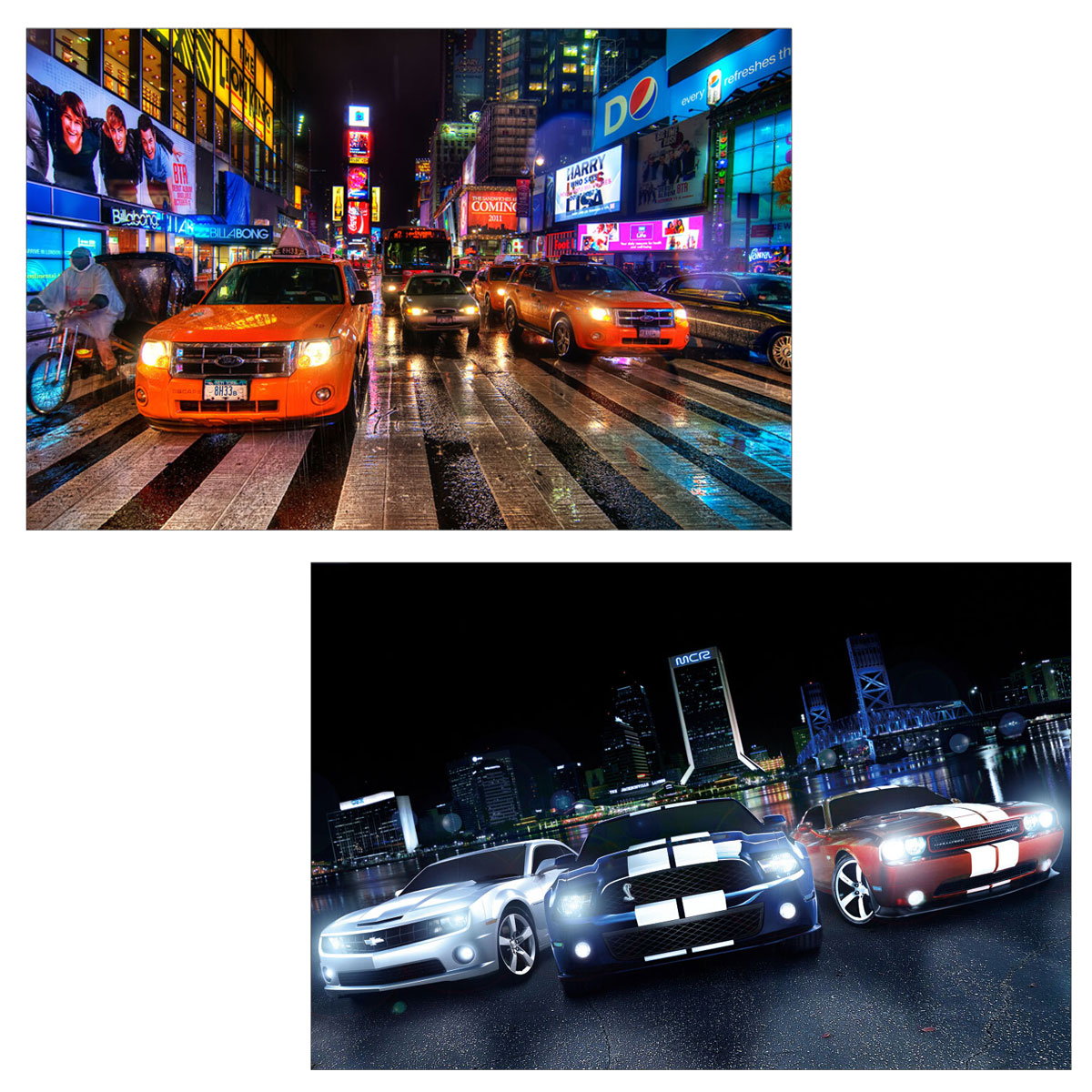 2er-Set LED-Bild Leinwandbild Leuchtbild Wandbild 40x60cm, Timer ~ Cars von  Heute-Wohnen