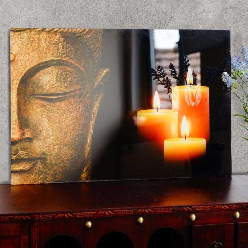 Glasbild T116, Wandbild Poster Motiv, 40x60cm ~ Buddha