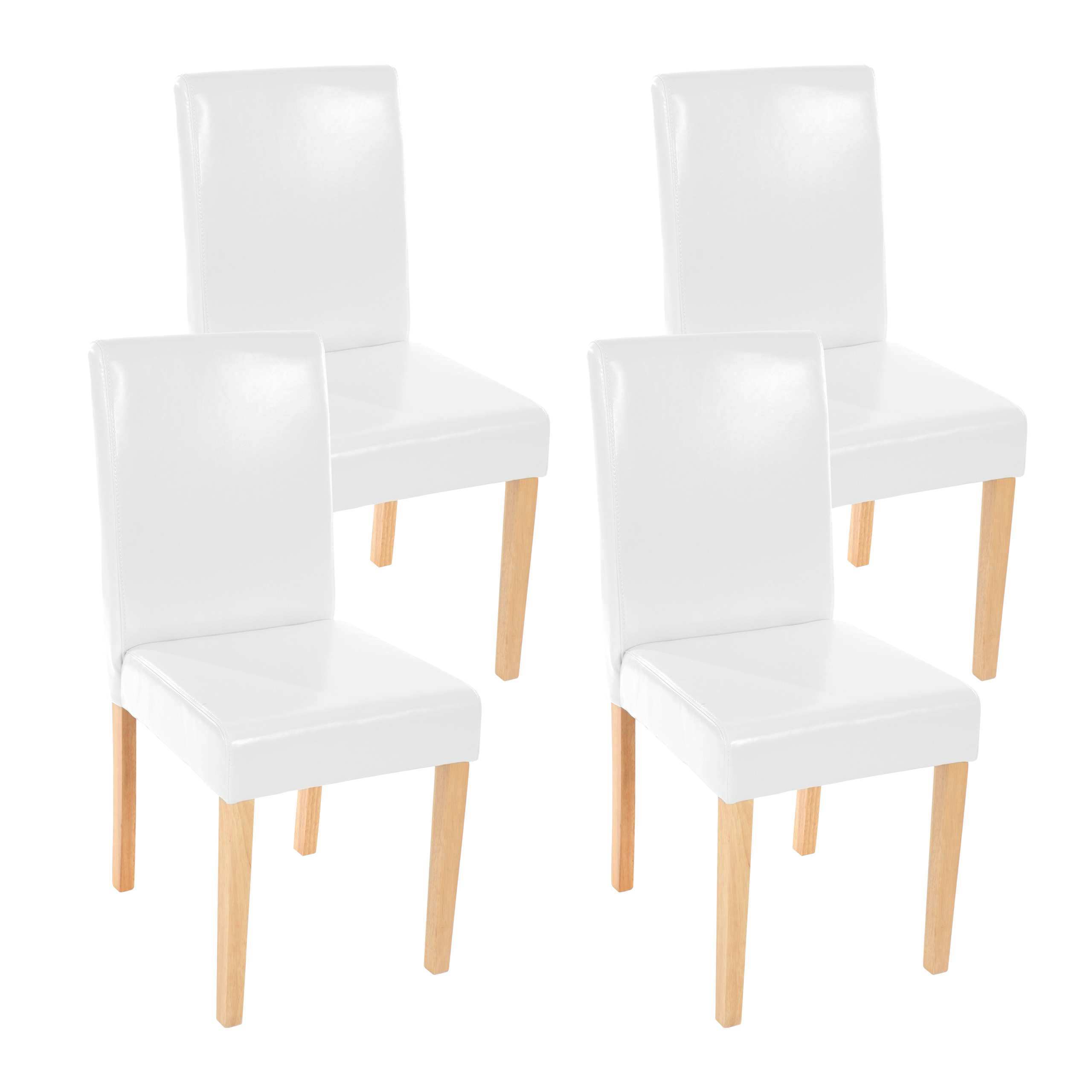 4er-Set Esszimmerstuhl Stuhl Küchenstuhl Littau ~ Kunstleder, weiß helle  Beine von Heute-Wohnen