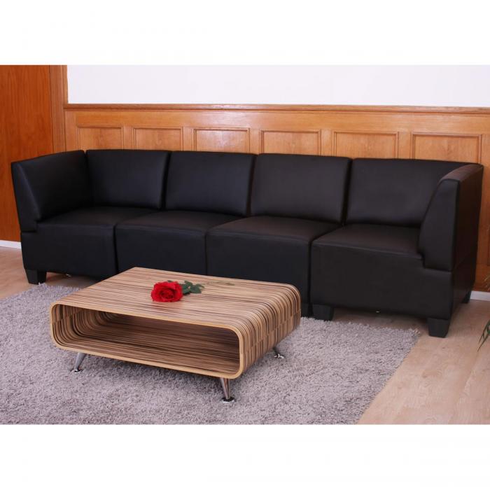 Modular 4-Sitzer Sofa Couch Lyon, Kunstleder ~ schwarz, hohe Armlehnen von  Heute-Wohnen