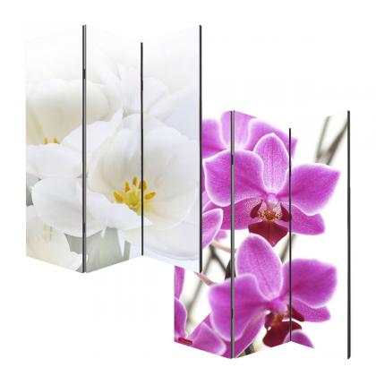 Foto-Paravent Paravent Raumteiler Trennwand M68 ~ 180x120cm, Orchidee