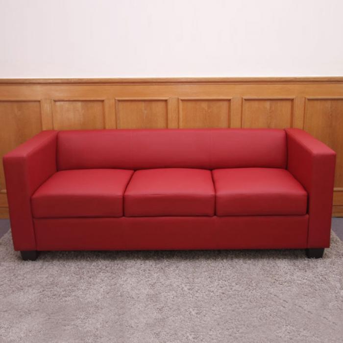 3er Sofa Couch Loungesofa Lille ~ Kunstleder, rot von Heute-Wohnen