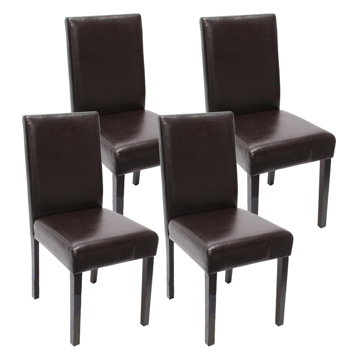B-Ware (Gebrauchsspuren, SK 4)| 4x Esszimmerstuhl Stuhl Küchenstuhl Littau  ~ Kunstleder, braun dunkle Beine von Heute-Wohnen