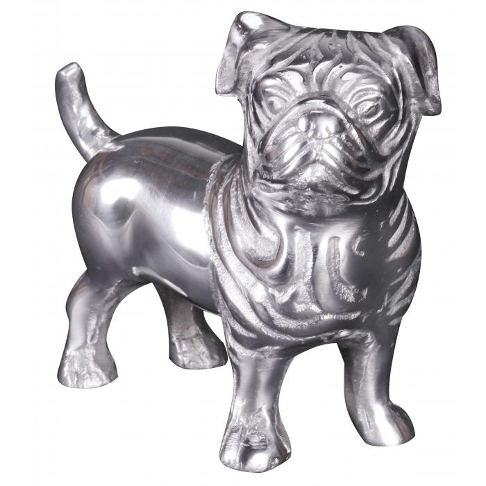 Deko Hund Bulldogge A072, Figur Dekofigur Tierfigur, Aluminium, 19x19x8cm
