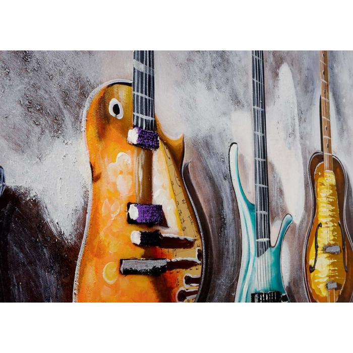 Ölgemälde Gitarren, 100% handgemaltes Wandbild 3D-Bild Gemälde XL, 120x80cm  von Heute-Wohnen
