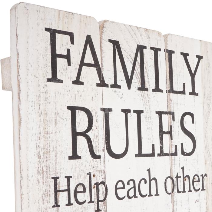 Wandschild Family Rules, Holzschild Dekoschild, Shabby-Look Vintage 76x31cm  von Heute-Wohnen