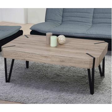 Couchtisch Kos T573, Wohnzimmertisch, 43x110x60cm MVG-zertifiziert ~ Sanremo Eicheoptik, dunkle Metall-Fe