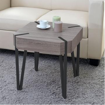 Couchtisch Kos T574, Beistelltisch, 52x50x50cm ~ Dunkle Eiche, dunkle Metall-Fe MVG-zertifiziert