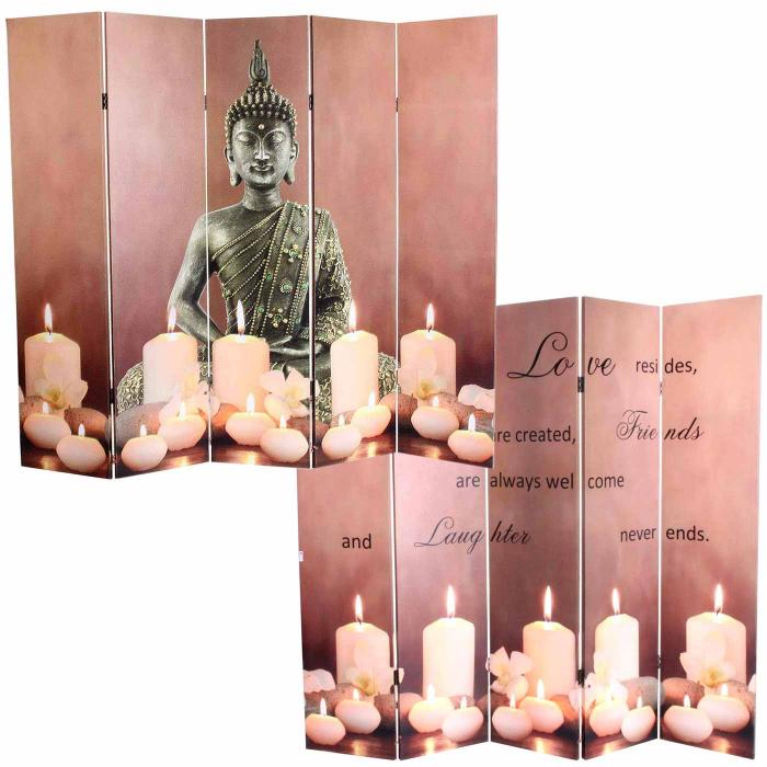 LED-Paravent Buddha, Trennwand Raumteiler, Timer netzbetrieben 180x200cm 15  LEDs von Heute-Wohnen
