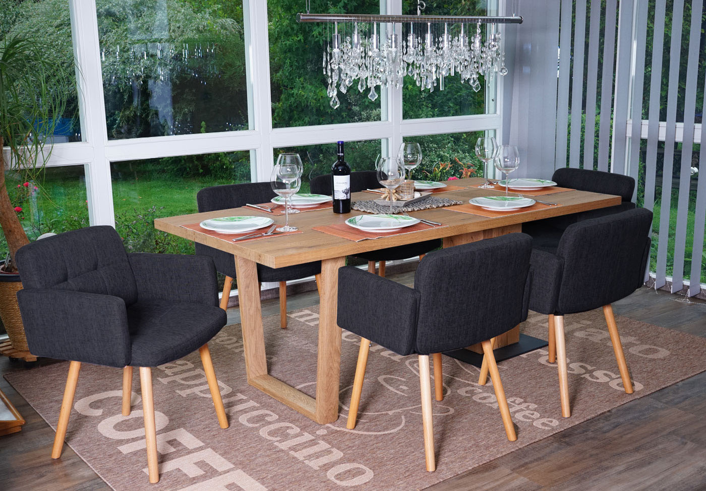 Set 6x sedie sala pranzo soggiorno Orlando II tessuto legno massiccio | eBay