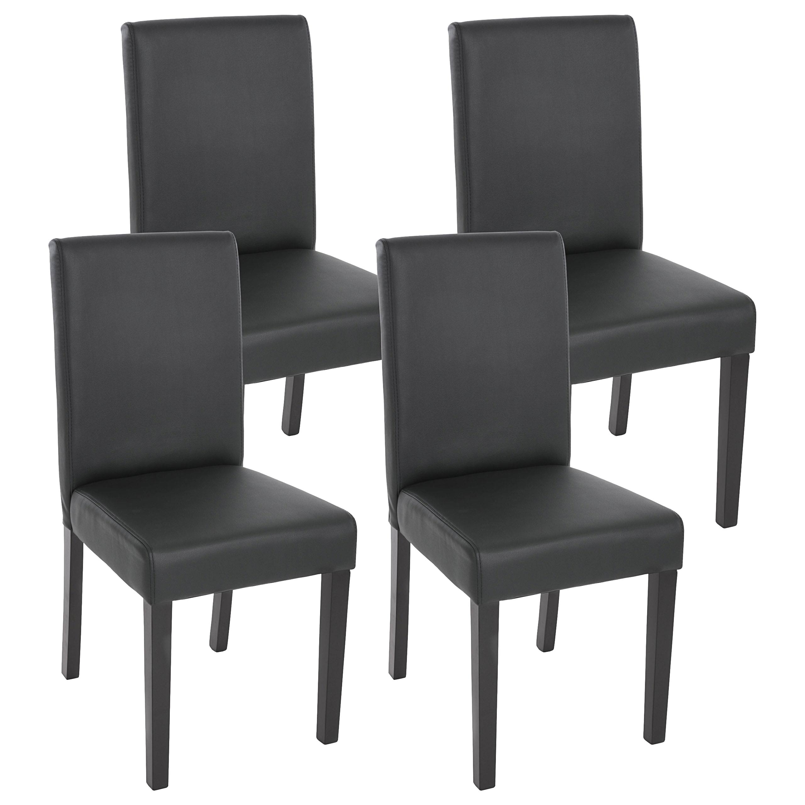 4er-Set Esszimmerstuhl Stuhl Küchenstuhl Littau matt, von Kunstleder, Beine ~ dunkle schwarz Heute-Wohnen