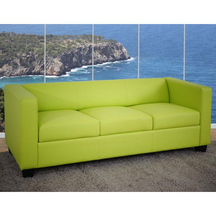 3er Sofa Couch Loungesofa Lille ~ Kunstleder, hellgrün von Heute-Wohnen