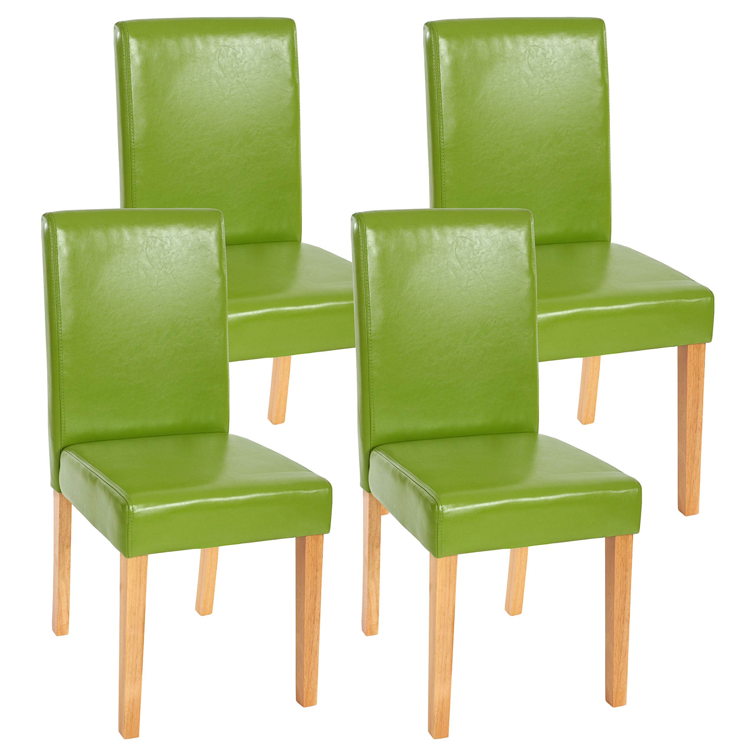 4x Esszimmerstuhl Stuhl Küchenstuhl Littau Kunstleder, grün, helle Beine |  Swisshandel24
