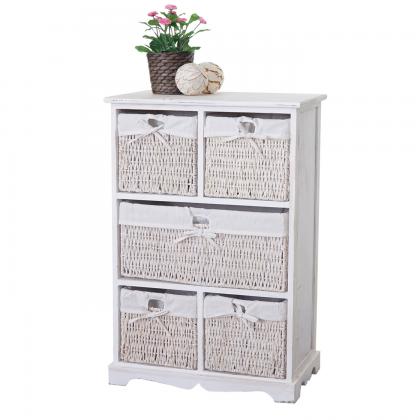 Kommode Dundee, Schubladenschrank, Shabby-Look Vintage 90x60x30cm ~ wei