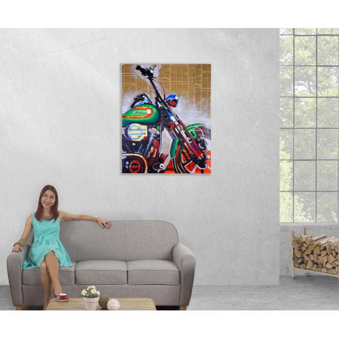 Ölgemälde Motorrad, 100% handgemaltes Wandbild Gemälde XL, 100x80cm von  Heute-Wohnen