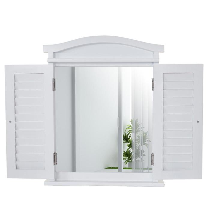 Wandspiegel Spiegelfenster mit Fensterläden 53x42x5cm ~ weiß lackiert von  Heute-Wohnen
